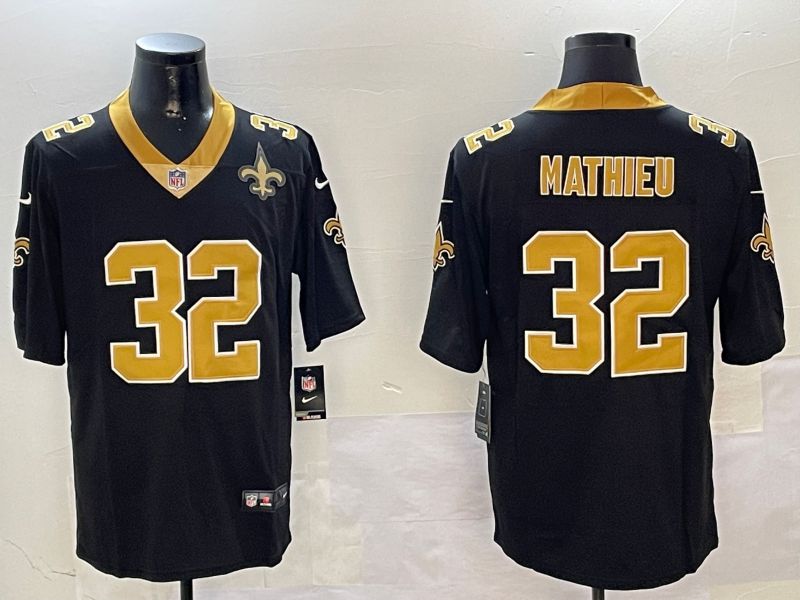 Men New Orleans Saints 32 Mathieu Black Second generation 2024 Nike Limited NFL Jersey style 4